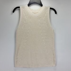 Loft Open Knit Sleeveless Sweater Vest Women Medium M Cream Quiet Luxury Dainty